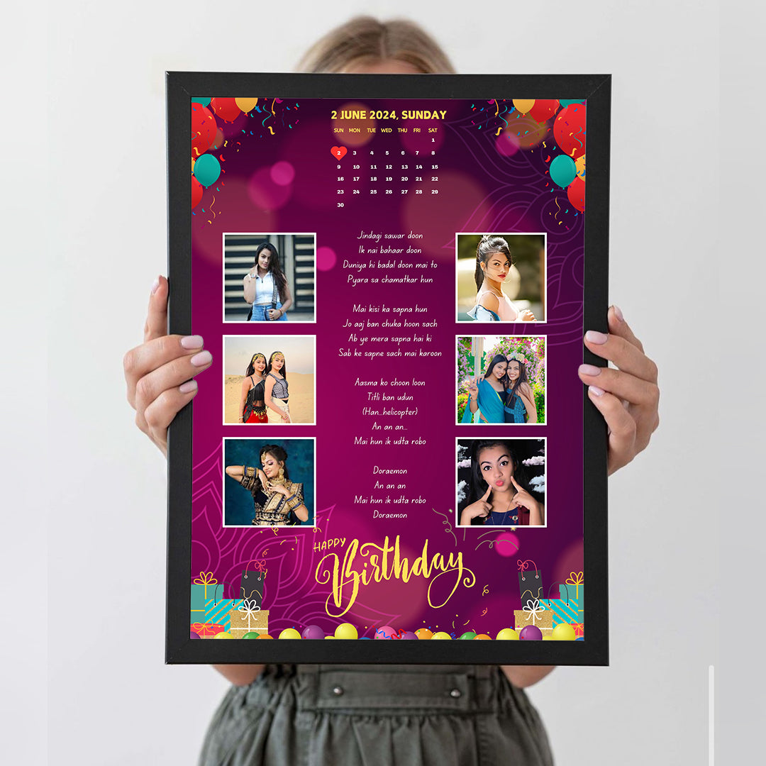 Modern Birthday Photo Frame (8x12 & 12x18) | Custom Design Frame